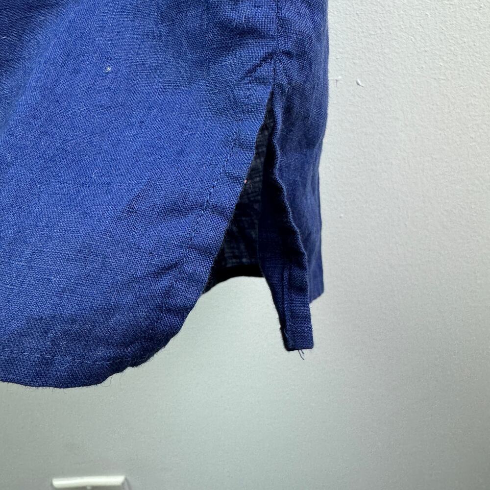 Eileen Fisher Navy Blue Crop Pants Irish Linen High-Rise Wide-Leg Size Medium M - Picture 3 of 7